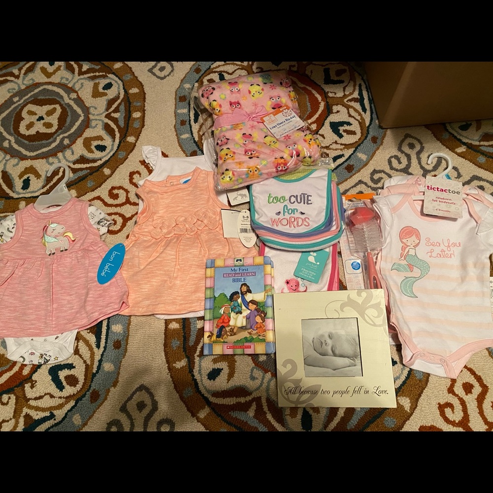 An assortment of baby items.